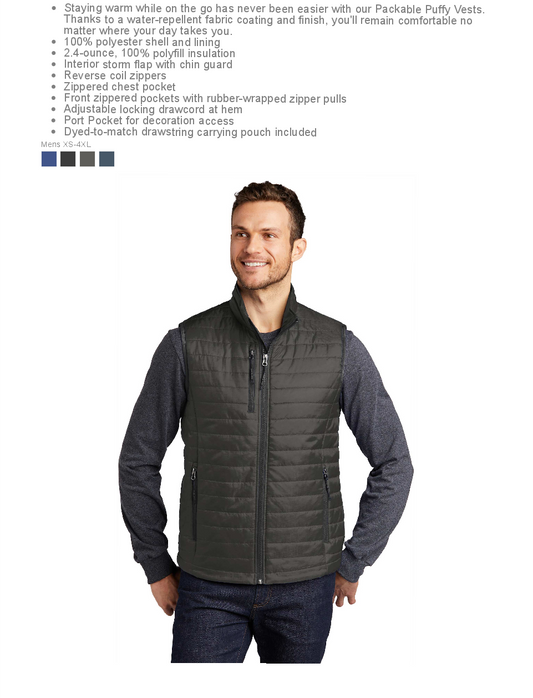 ORHA Port Authority® Packable Puffy Vest with choice of ORHA Design